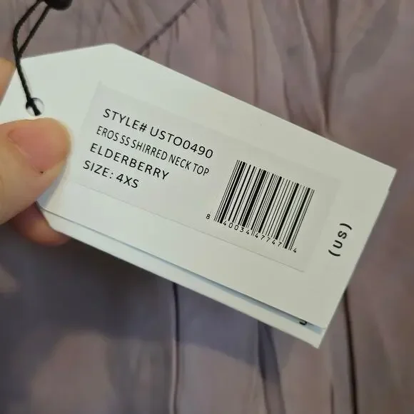 Universal Standard Eros Shirred Neck Top Short Sleeve Blouse Elderberry Size 0 - Picture 7 of 11